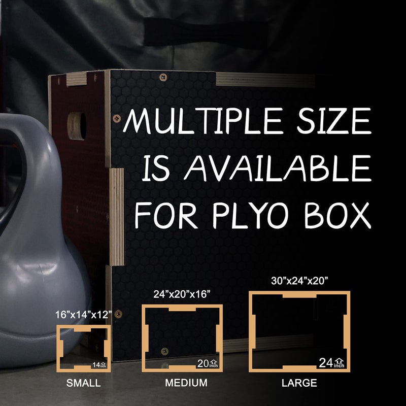 Fitvids 3 in 1 Non-Slip Wooden Plyo Box Plyometric Box Jumping Exercise, 12x14x16 Inches, Black - Image 4