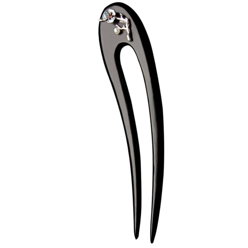 Abaodam Ebony Wood U-shaped Hair Fork Hair Stick with Double Prongs Decorative for Women - Image 1