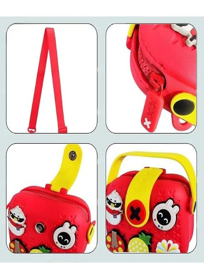 TITEPO Cute Multifunctional Lightweight Childrens Crossbody Camera Bag EVA Toddler DIY Shoulder Bag Handbag cum silicone Purse for Girls kids with Adjustable Strap - Red - Image 4