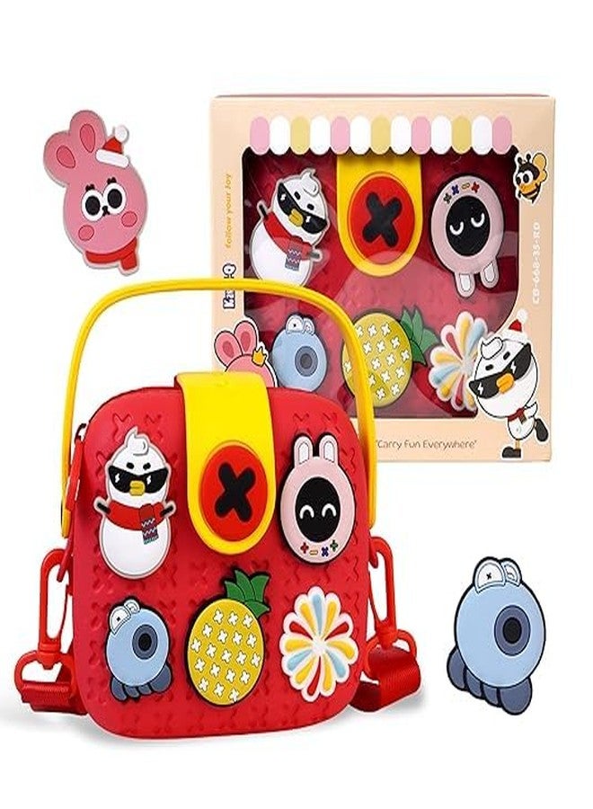 TITEPO Cute Multifunctional Lightweight Childrens Crossbody Camera Bag EVA Toddler DIY Shoulder Bag Handbag cum silicone Purse for Girls kids with Adjustable Strap - Red - Image 1