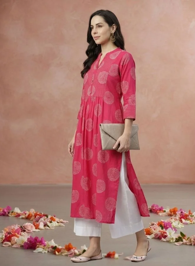 Yuris  Yuris Women Pink Ethnic Motifs Printed Quirky Kurta for Women | Best Price UAE