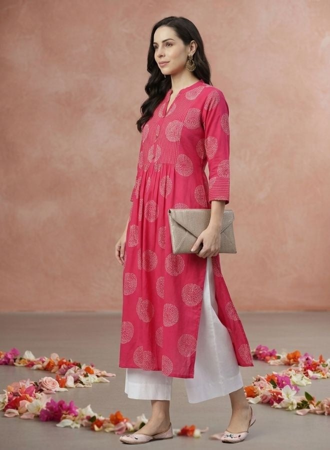 Yuris Women Pink Ethnic Motifs Printed Quirky Kurta - Image 3