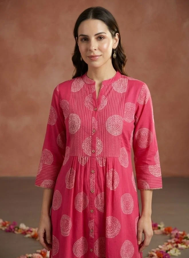 Yuris Yuris Women Pink Ethnic Motifs Printed Quirky Kurta