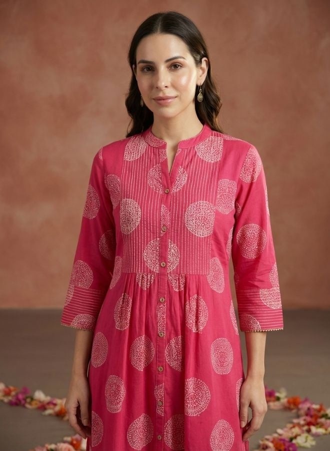 Yuris Women Pink Ethnic Motifs Printed Quirky Kurta - Image 2