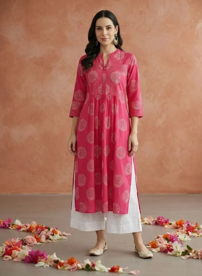 Yuris Yuris Women Pink Ethnic Motifs Printed Quirky Kurta