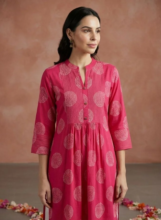 Yuris  Yuris Women Pink Ethnic Motifs Printed Quirky Kurta for Women | Best Price UAE