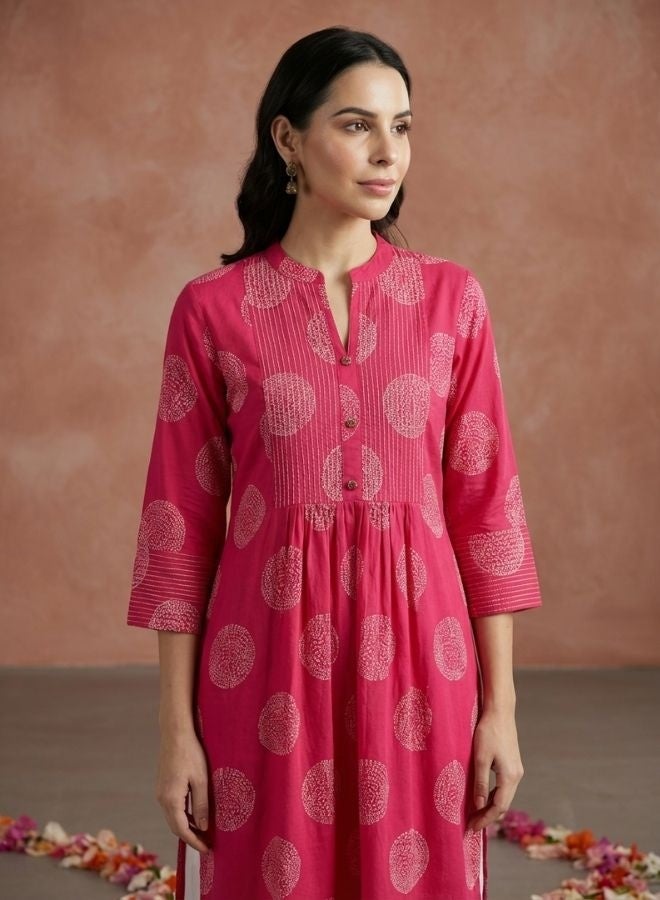 Yuris Women Pink Ethnic Motifs Printed Quirky Kurta - Image 4