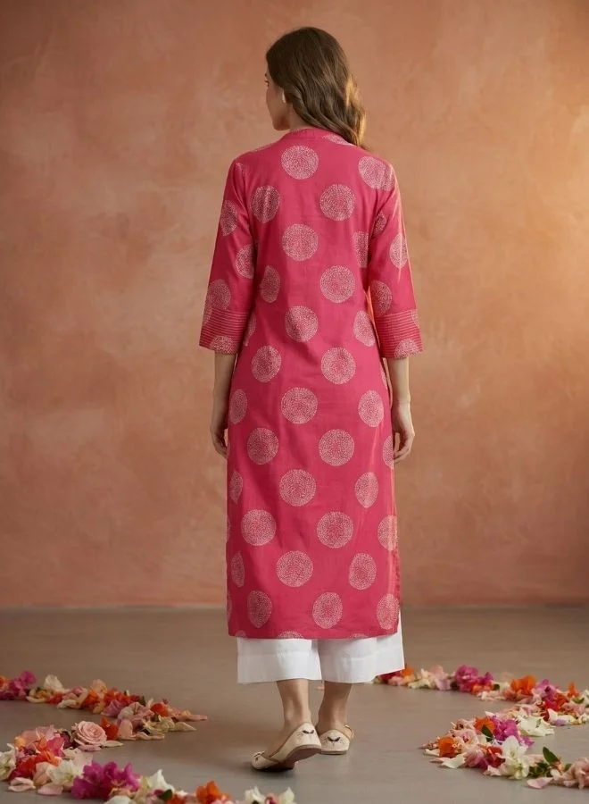 Yuris  Yuris Women Pink Ethnic Motifs Printed Quirky Kurta for Women | Best Price UAE