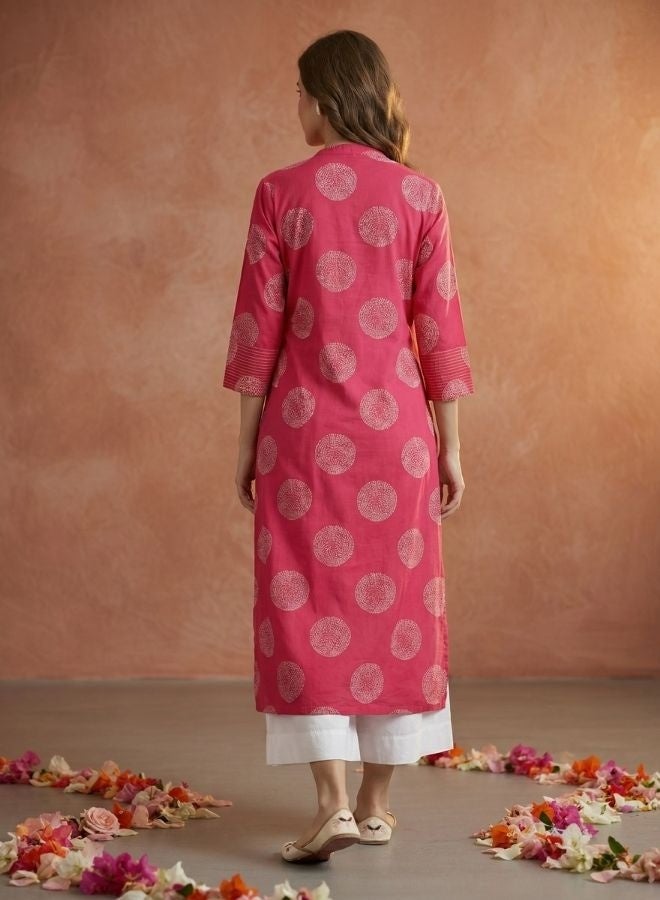 Yuris Women Pink Ethnic Motifs Printed Quirky Kurta - Image 5