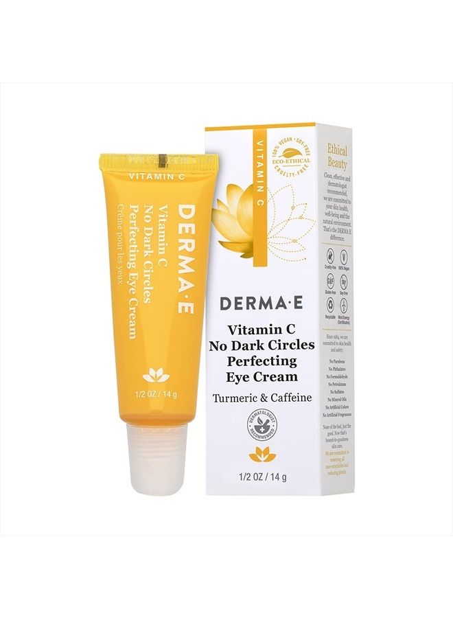 derma-e كريم العين المثالي خالي من الهالات السوداء بفيتامين C - كريم تصحيح لون العين بفيتامين C مع الكركم والكافيين للتجاعيد الدقيقة وانتفاخ تحت العين، 0.5 أونصة - Image 1