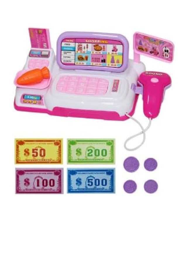 Mini Baby Cash Register With Light And Ascessorios Supermarket Children Toys For Girls - Image 1