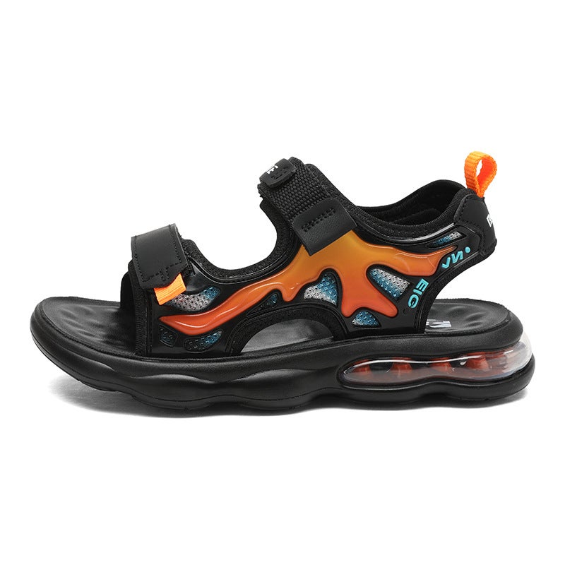 Plus Boys' Sandals Non-Slip Soft Bottom Kidsren'S Sports Sandals Leather Medium And Large Kidsren'S Boys' Beach Shoes - Image 1