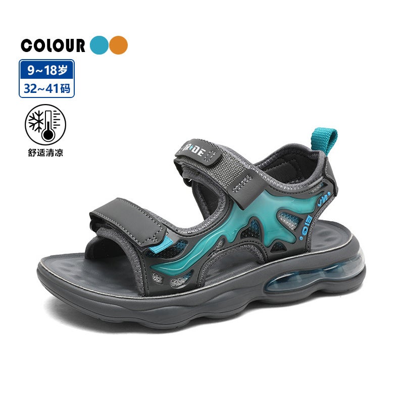 Plus Boys' Sandals Non-Slip Soft Bottom Kidsren'S Sports Sandals Leather Medium And Large Kidsren'S Boys' Beach Shoes - Image 3
