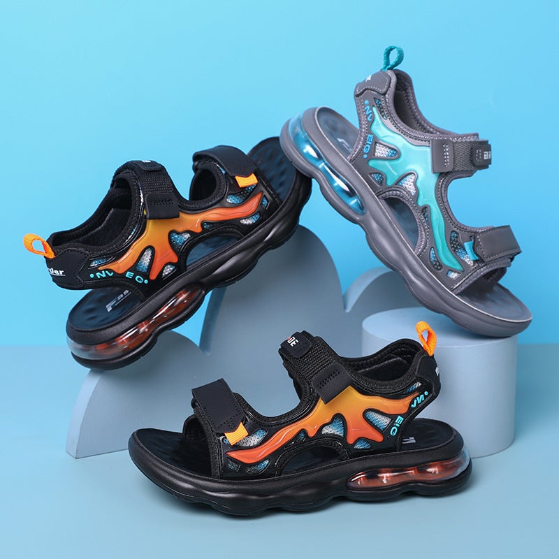 Plus Boys' Sandals Non-Slip Soft Bottom Kidsren'S Sports Sandals Leather Medium And Large Kidsren'S Boys' Beach Shoes - Image 2