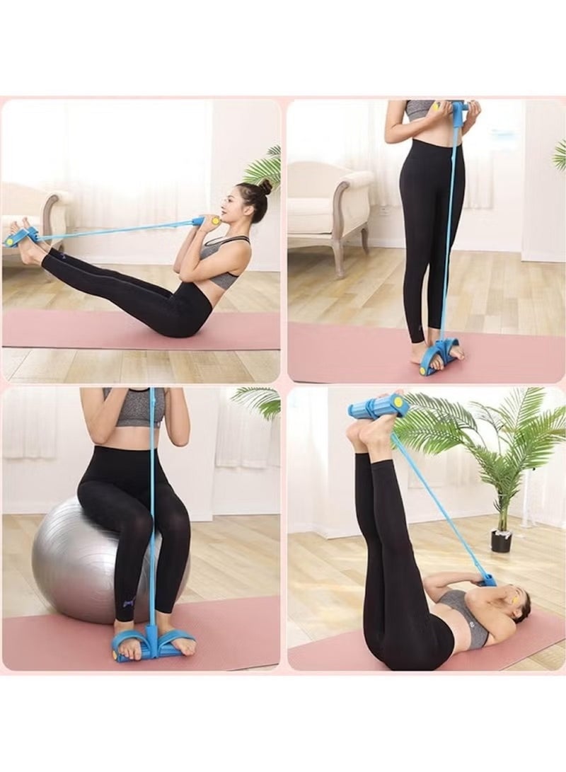 Huitich Foot Pedal Puller Sit-Up Assist – 6 Tube Abdominal Fitness Exerciser for Waist, Legs & Arms (Blue) - Image 3