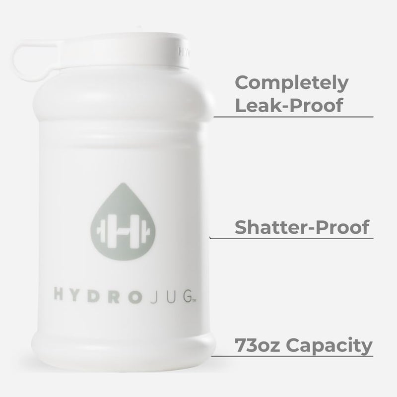 HydroJug Half Gallon Water Bottle 73oz - Refillable, Reusable Jug With Carry Handle - Leakproof Guarantee - Great For On-The-Go Hydration - Dishwasher Safe, BPA Free, White (Pro Jug V2) - Image 2