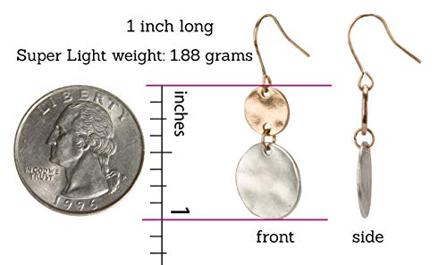 SPUNKYsoul Tribal Gold, Silver and Copper or Rose Gold Mixed Metal Boho Chic Ethnic Vintage Hoop Circle Fishhook Dangle Earrings for Women and Girls Gift Jewelry Bohemian (2 Disc 2 Pack) - Image 3