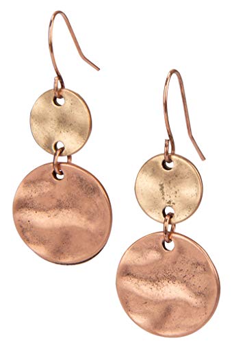SPUNKYsoul Tribal Gold, Silver and Copper or Rose Gold Mixed Metal Boho Chic Ethnic Vintage Hoop Circle Fishhook Dangle Earrings for Women and Girls Gift Jewelry Bohemian (2 Disc 2 Pack) - Image 5