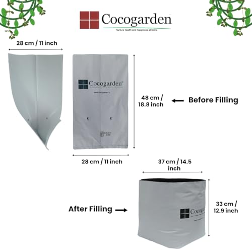cocogarden UV Treated Poly Grow Bags for Terrace Gardening (28 x 28 x 48) cms (White, Pack of 2) | Home Gardening Plant Container Bag for Leafy Vegetable and Flower Plants - Image 2