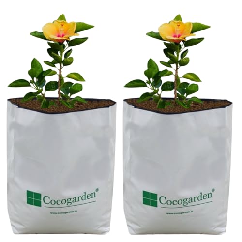 cocogarden UV Treated Poly Grow Bags for Terrace Gardening (28 x 28 x 48) cms (White, Pack of 2) | Home Gardening Plant Container Bag for Leafy Vegetable and Flower Plants - Image 1
