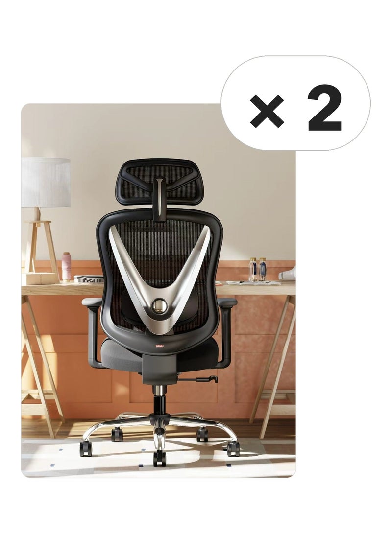 HOLLUDLE 2 Pcs Holludle Office Chair Set - 2 x Ergonomic Mesh Office Chair - Image 1