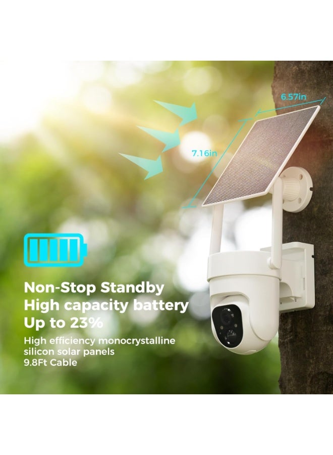CQ4 64GB 2K Wireless Solar Security Camera – Smart Outdoor Cam with PIR Motion Detection, Color Night Vision, 360° Pan/Tilt, Two-Way Audio, Flashlight & Siren - Image 4
