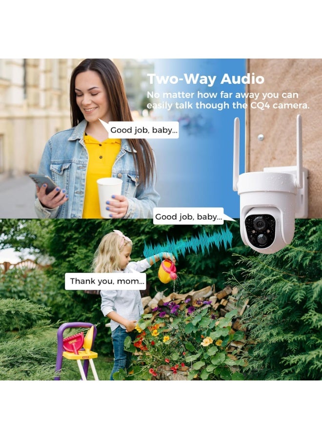CQ4 64GB 2K Wireless Solar Security Camera – Smart Outdoor Cam with PIR Motion Detection, Color Night Vision, 360° Pan/Tilt, Two-Way Audio, Flashlight & Siren - Image 5