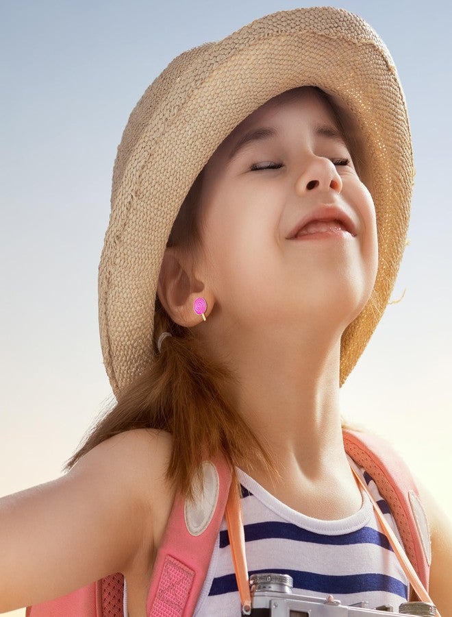 Tamhoo 10Pairs 18K Gold Plated Love Heart Shape Owl Flower Star Lollipop Mouse Small Cute Simple Post Stud Earrings Set for Girls Kids Gold Tone Mix and Match (Mix-Rose carmine) - Image 4
