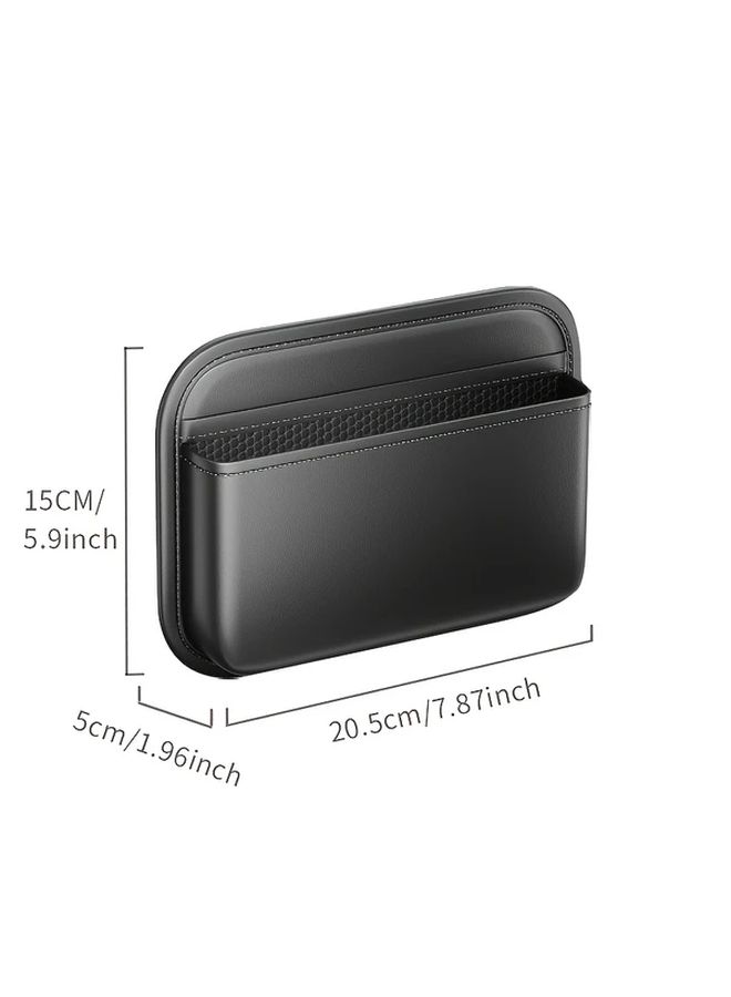 Black Faux Leather Car Storage Bag Organizer For Driver Side Center Console Holds Phone Keys Cards - Image 2