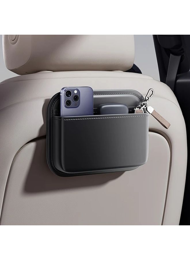Black Faux Leather Car Storage Bag Organizer For Driver Side Center Console Holds Phone Keys Cards - Image 4