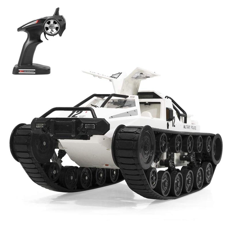 GoolRC RC Tank Car, 1/12 Scale 2.4GHz Remote Control Tank, 360?Rotating Off-Road RC Crawler Military Vehicle with Rechargeable Battery Gifts for Adults (White) - Image 1
