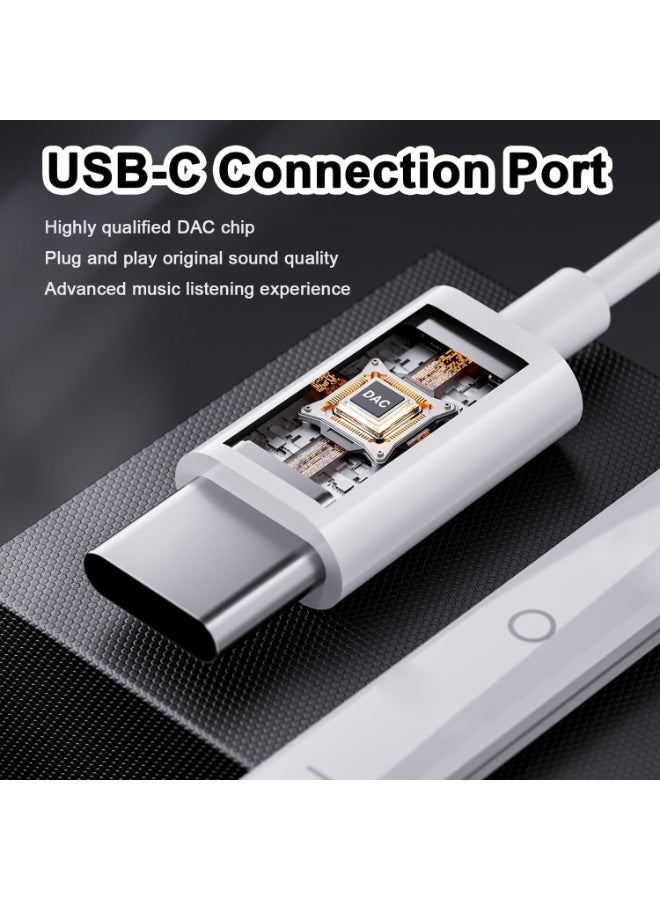كلبور سماعات أذن USB-C الأصلية عالية الجودة، سماعات أذن سلكية، سماعات أذن من النوع C مع ميكروفون وجهاز تحكم عن بعد وإلغاء الضوضاء، سماعات رأس متوافقة مع سلسلة Apple وسلسلة Samsung وHuawei وHonor وXiaomi وVivo وOppo ومعظم أجهزة USB-C - Image 4