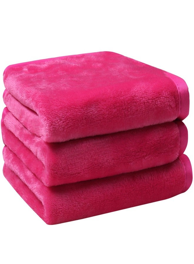 Lifaith Microfiber Makeup Removal Cloths Ultra Soft Facial Cloths, Pack Of 3, 12 x 12-Inch, Dark Pink - Image 1