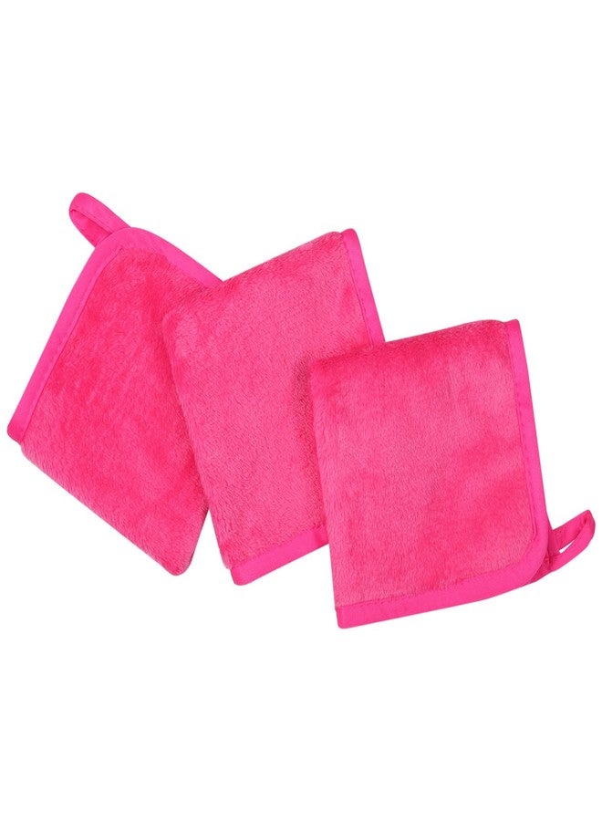 Lifaith Microfiber Makeup Removal Cloths Ultra Soft Facial Cloths, Pack Of 3, 12 x 12-Inch, Dark Pink - Image 3