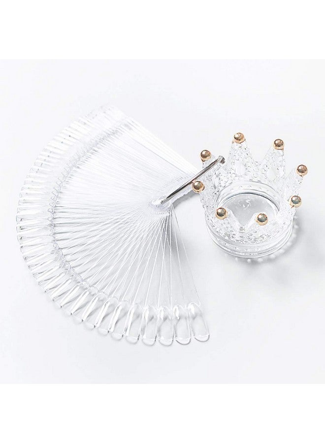 TTSAM 2 Set 100 Tips Clear Nail Art Swatches Sticks Polish Board Display Practice Sticks Tool Transparent Fan-shaped Nail Art Tips False Nail Sticks with Metal Screw Ring Plastic Christmas Gift - Image 2