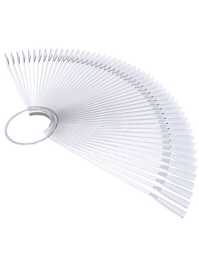 TTSAM 2 Set 100 Tips Clear Nail Art Swatches Sticks Polish Board Display Practice Sticks Tool Transparent Fan-shaped Nail Art Tips False Nail Sticks with Metal Screw Ring Plastic Christmas Gift - Image 1