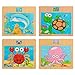 CCLIFE Wooden Jigsaw Puzzles Set for Kids 25 Years 12 Piece Colorful Wooden Educational Animal Puzzles Colorless 4PC Sea Animals - Image 4