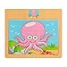 CCLIFE Wooden Jigsaw Puzzles Set for Kids 25 Years 12 Piece Colorful Wooden Educational Animal Puzzles Colorless 4PC Sea Animals - Image 2