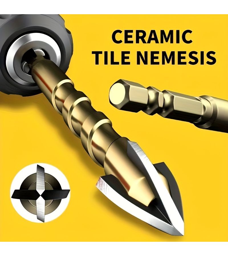 5 Pcs Tile Drill Bit Set Cross Hex Design For Glass Concrete Ceramic 3mm To 12mm Hard Bits - Image 1