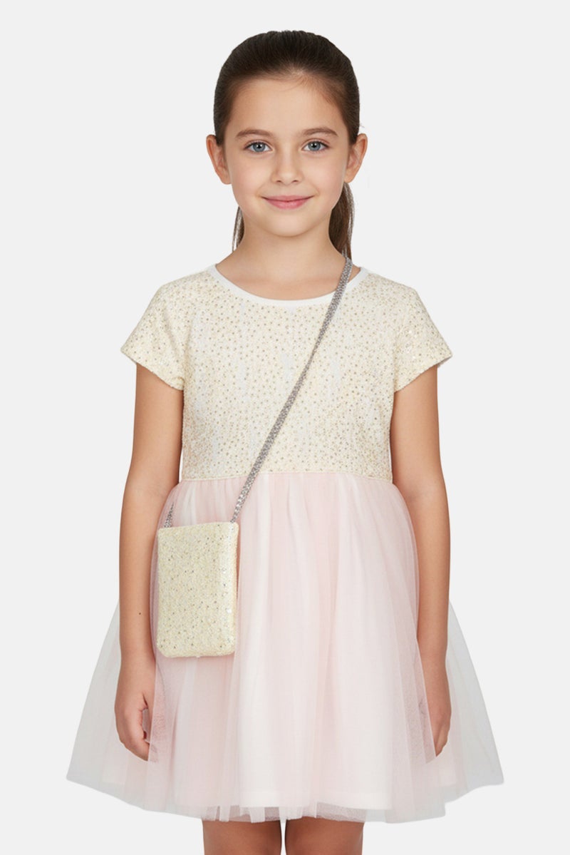 English Laundry Kids Girl Textured Dress With Bag, Pink - Image 1