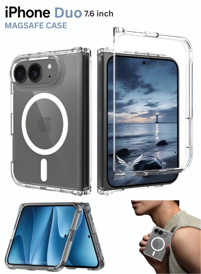 بورتوني حافظة iPhone Duo متوافقة مع MagSafe، غطاء خلفي شفاف وصلب من البولي كربونات (PC) لهاتف iPhone Duo، حافظة واقية ومقاومة للصدمات. - Image 1