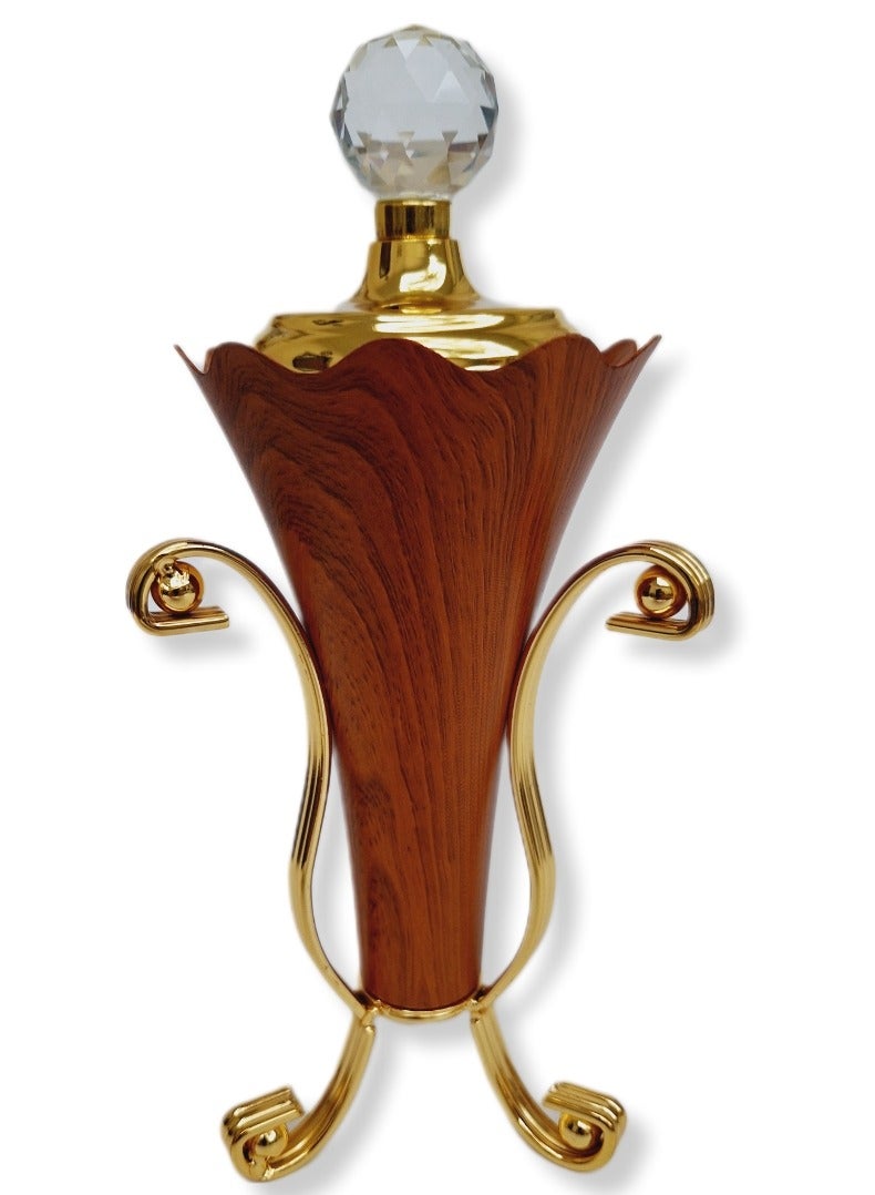 الزعابية مبخرة بنيةمبخرة بنية من الزعابية – حامل تقليدي من الخشب والمعدن بغطاء كريستالي لأعواد البخور والمخاريط. - Image 1