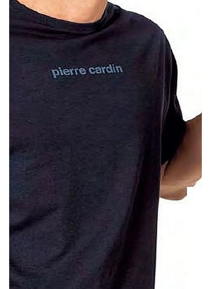 بيير كاردان 6086 Men's Short Sleeve Crew Neck Oversize Pajama Set-Navy Blue