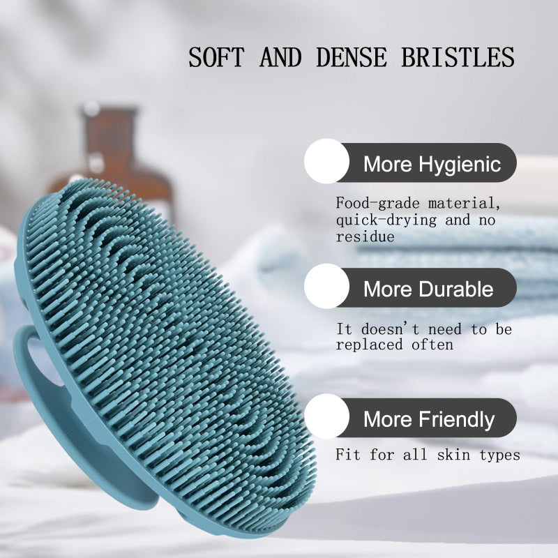 INNERNEED Food-Grade Soft Silicone Body Scrubber Shower Brush Handheld Cleansing Skin Brush, Gentle Exfoliating and Lather Well (Dark Green) - Image 5