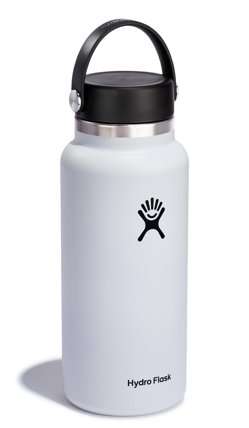 Hydro Flask Water Bottle - Insulated Stainless Steel - Wide Mouth Flex Lid, Non Spill, Leakproof and Refillable in 32 Oz White - Image 2