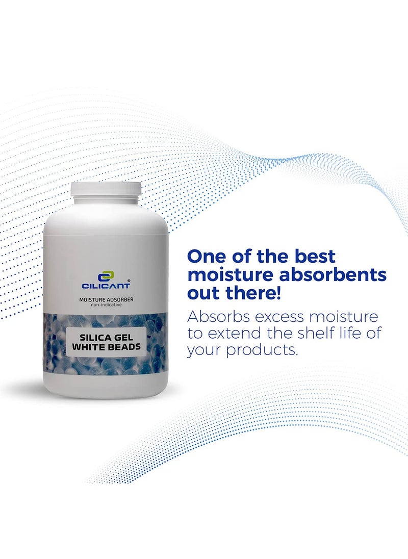 CILICAnT CILICAnT White Silica Gel Beads for Moisture Control Rechargeable Non Indicating Desiccant Dehumidifier Beads Size 24 mm 950 ml 1 950 ml  - Image 2