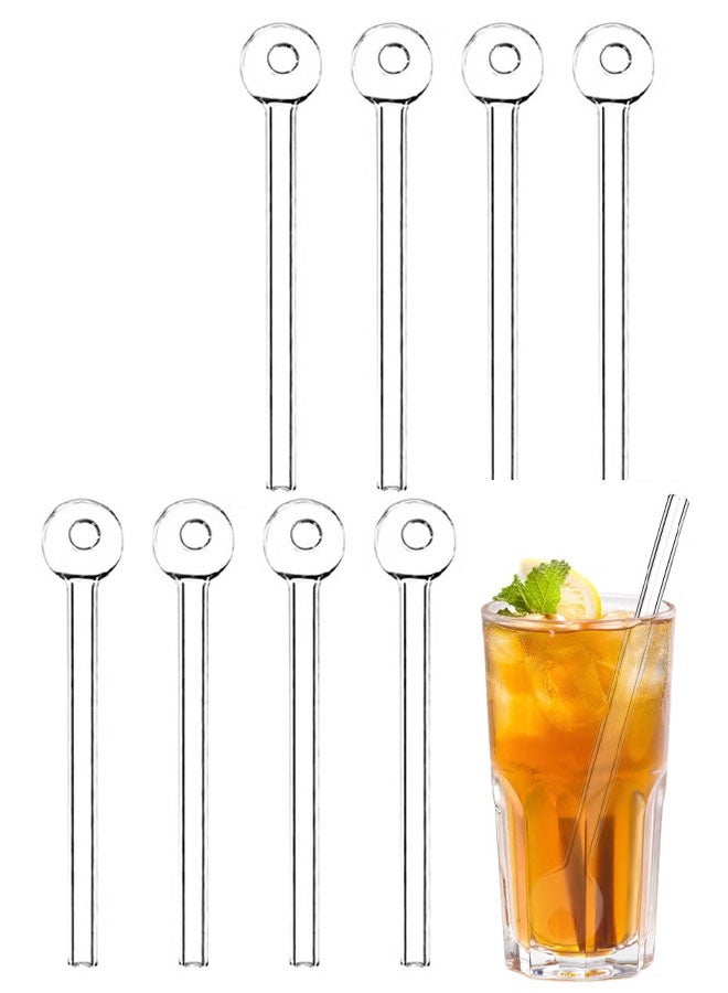 مجموعة من 8 قطع من شفاطات زجاجية قابلة لإعادة الاستخدام، بتصميم طرف كروي، مثالية لتقليب العصائر، والسموذي، والميلك شيك، والشاي بالحليب. - Image 1