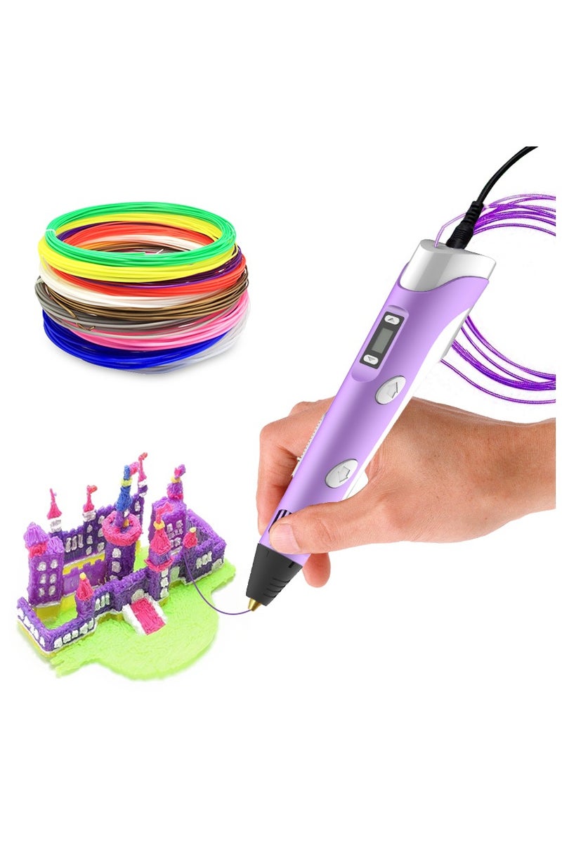 3D Pen 3DPEN-2 Multicolor with Adjustable Temperature & Speed, 0.7 mm Nozzle, Compatible with ABS/PLA 1.75 mm Filaments, Fast Heating, Lightweight Ergonomic Design – Includes 3 Filaments, Adapter, Stand & Manual – Creative 3D Drawing, Modeling, DIY & Educational Tool - Image 2