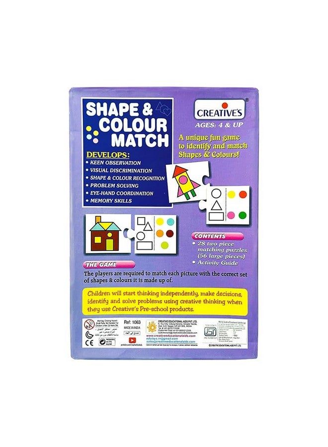 كرييتفز مطابقة الأشكال والألوان من Creative | تحديد ومطابقة الأشكال والألوان | ألعاب التعلم المبكر | تعلم الأشكال والألوان الهندسية الأساسية | تعليمي | ألعاب ما قبل المدرسة | من سن 4 سنوات فما فوق - Image 4