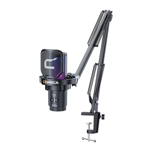COMICA EJoy Uni USB Condenser Gaming for PC, PS4, PS5, USB C Phone, and Mac, Boom Arm RGB Computer Mic for Twitch, Streaming/Podcasting/YouTube, Noise Cancellation Mic with Mute, Gain, Monitoring - Image 1
